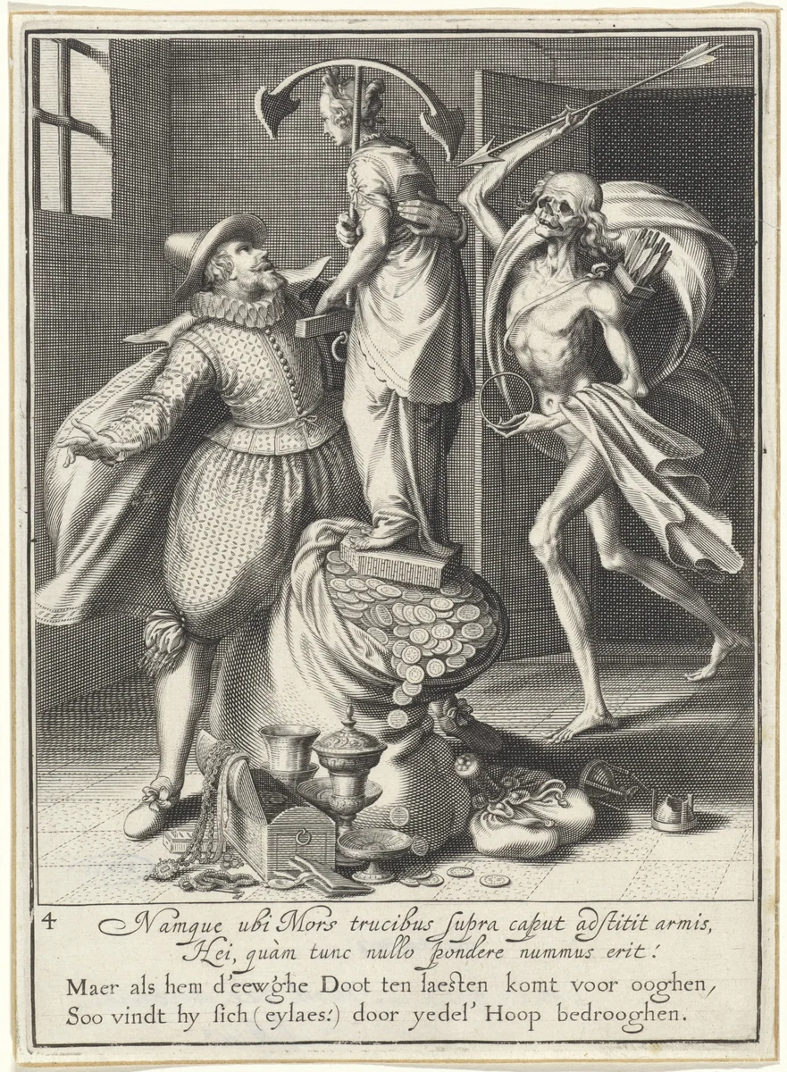 Man wordt door de dood gehaald by Willem Isaacsz. van Swanenburg, print, 1609