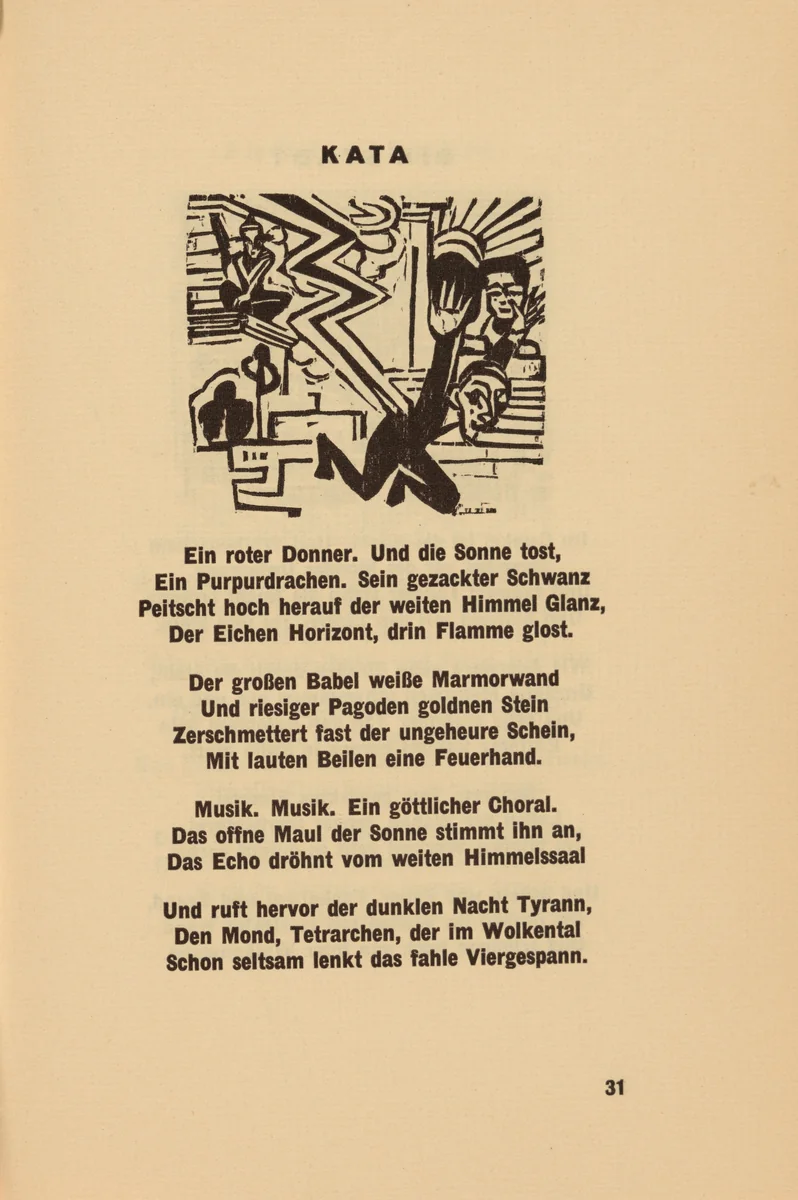 Kata (headpiece, page 31) from Georg Heym: Umbra Vitae (Georg Heym: The Shadow of Life) by Ernst Ludwig Kirchner, volume, 1924
