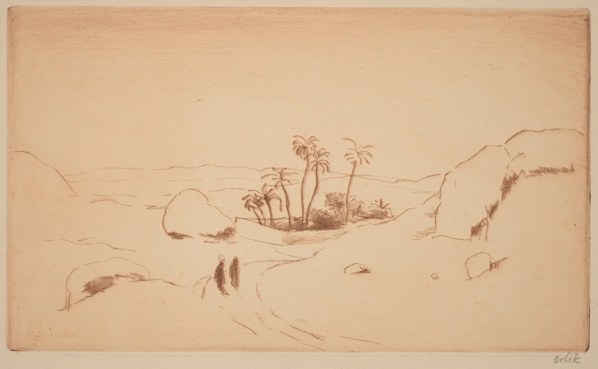 Oasis in the Desert by Emil Orlik, print, 1908-1918