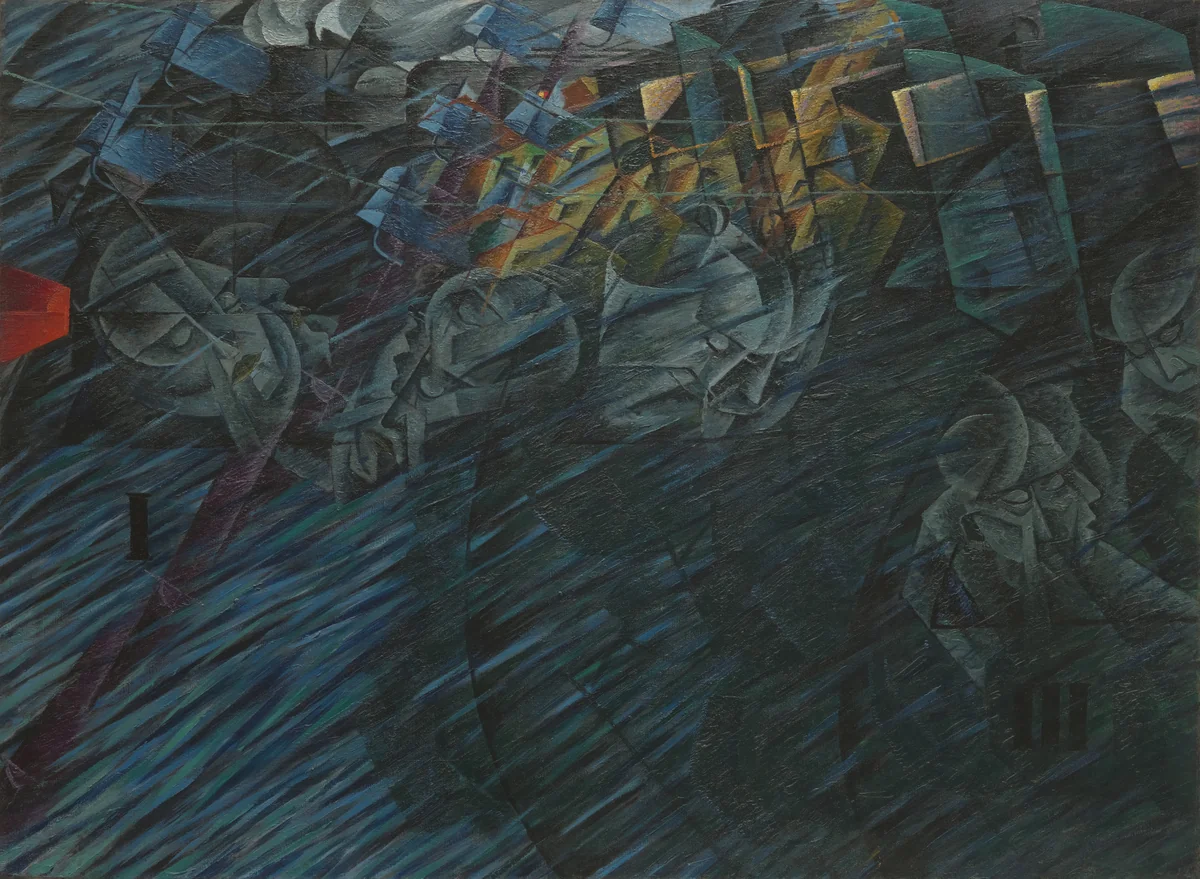 States of Mind II: Those Who Go by Umberto Boccioni, painting, 1911