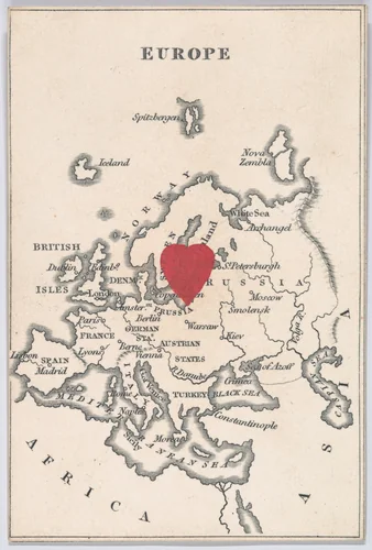 Europe, from "Court Game of Geography" by William and Henry Rock, print, 1838-1855
