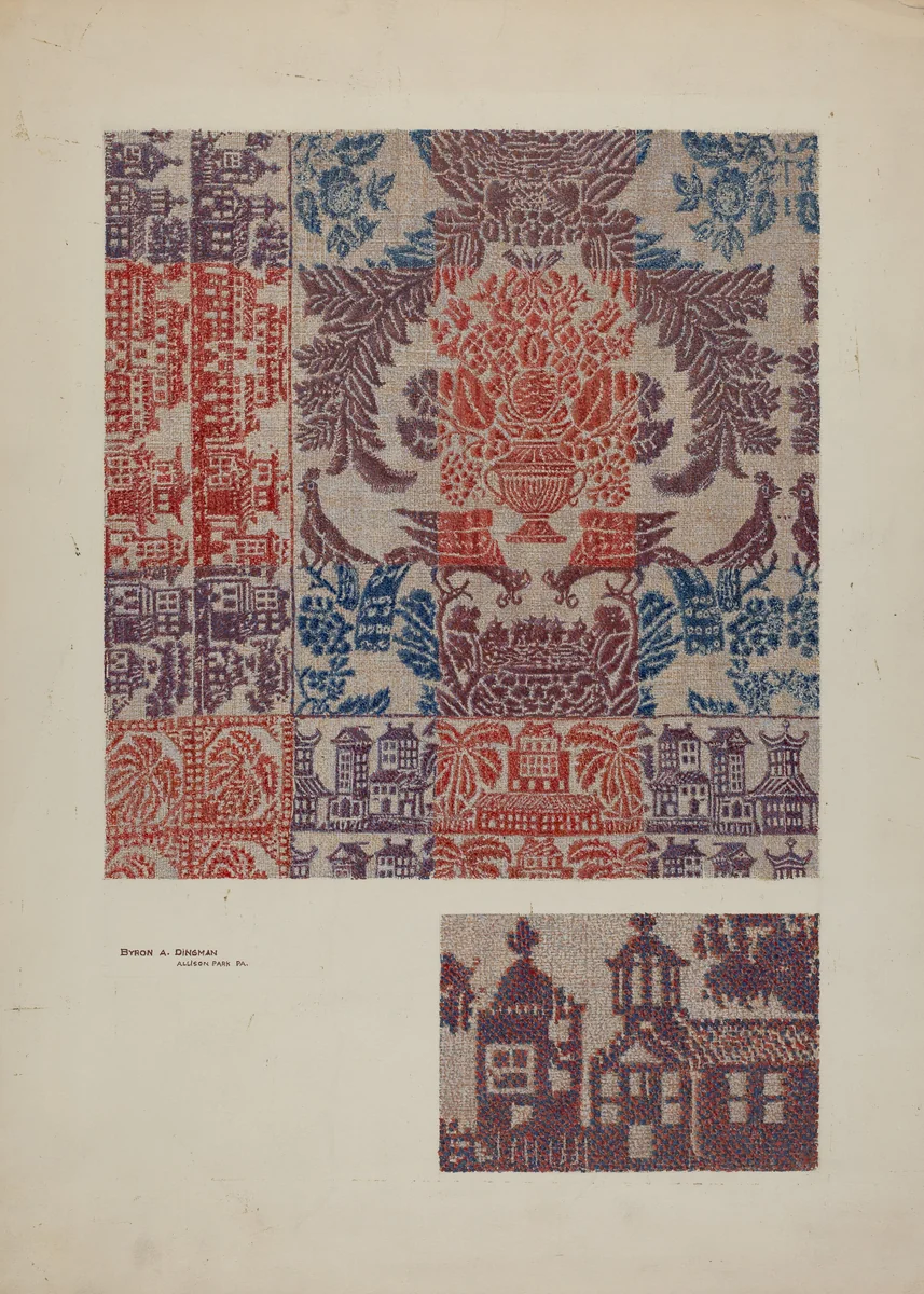 Coverlet: Boston Town by Byron Dingman, index of american design, 1939