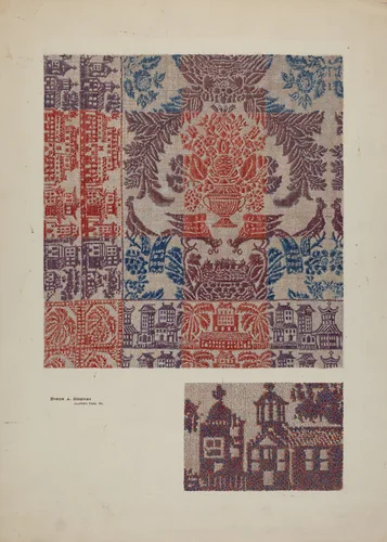 Coverlet: Boston Town by Byron Dingman, index of american design, 1939
