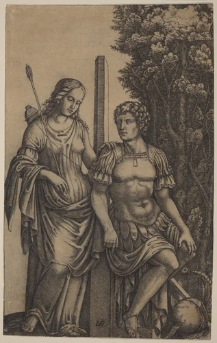 Venus Appearing to Aeneas by Marcantonio Raimondi, print, 1505