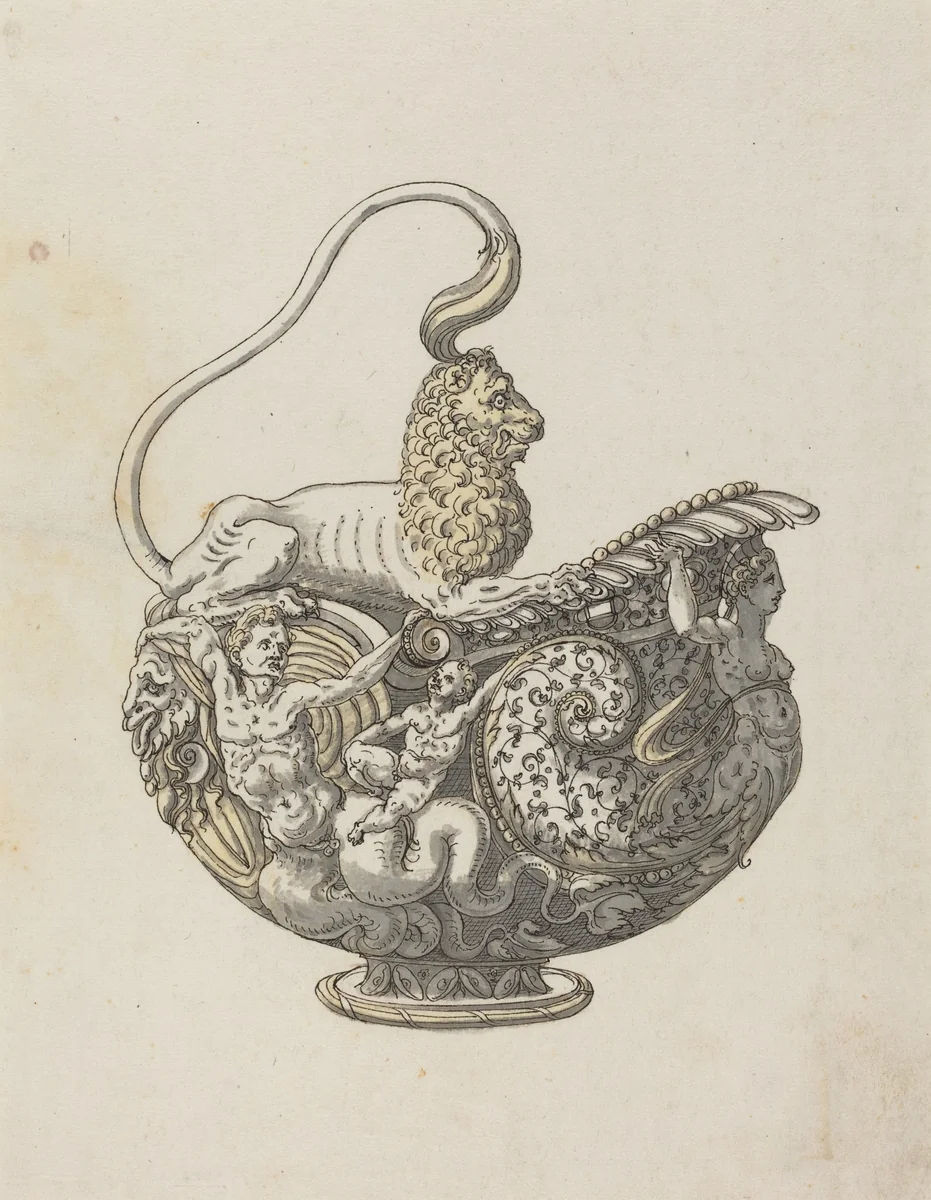 Fancy Pitcher by Erasmus Hornick, drawing, 1535-1583