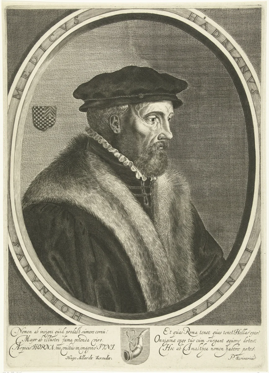 Portret van Hadrianus Junius by Cornelis Koning, print, 1640-1671