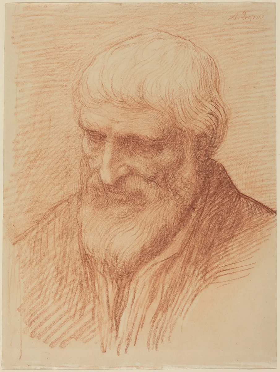 Study of a Philosopher by Alphonse Legros, drawing, 1837-1911