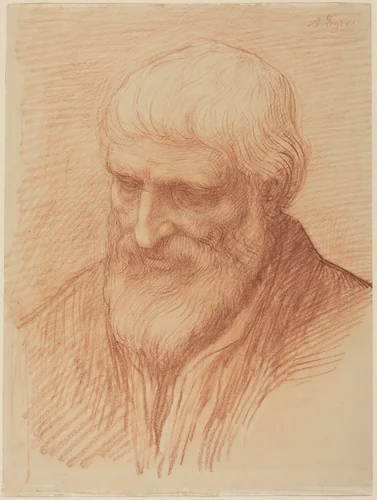 Study of a Philosopher by Alphonse Legros, drawing, 1837-1911
