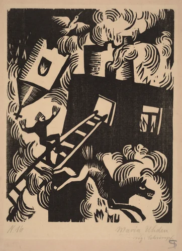 Burning House by Maria Uhden, print, 1918