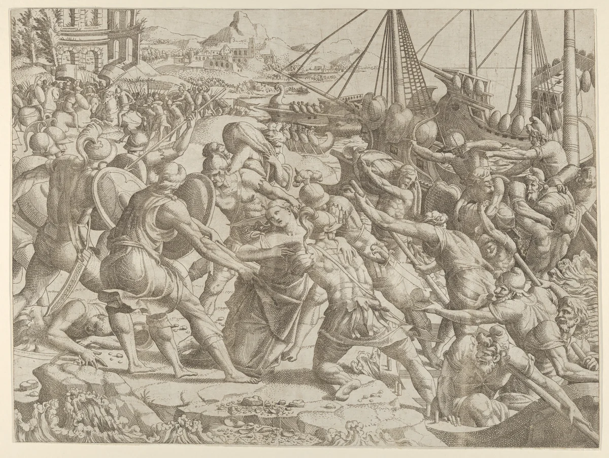 The Abduction of Helen by Jean Mignon, print, 1535-1555