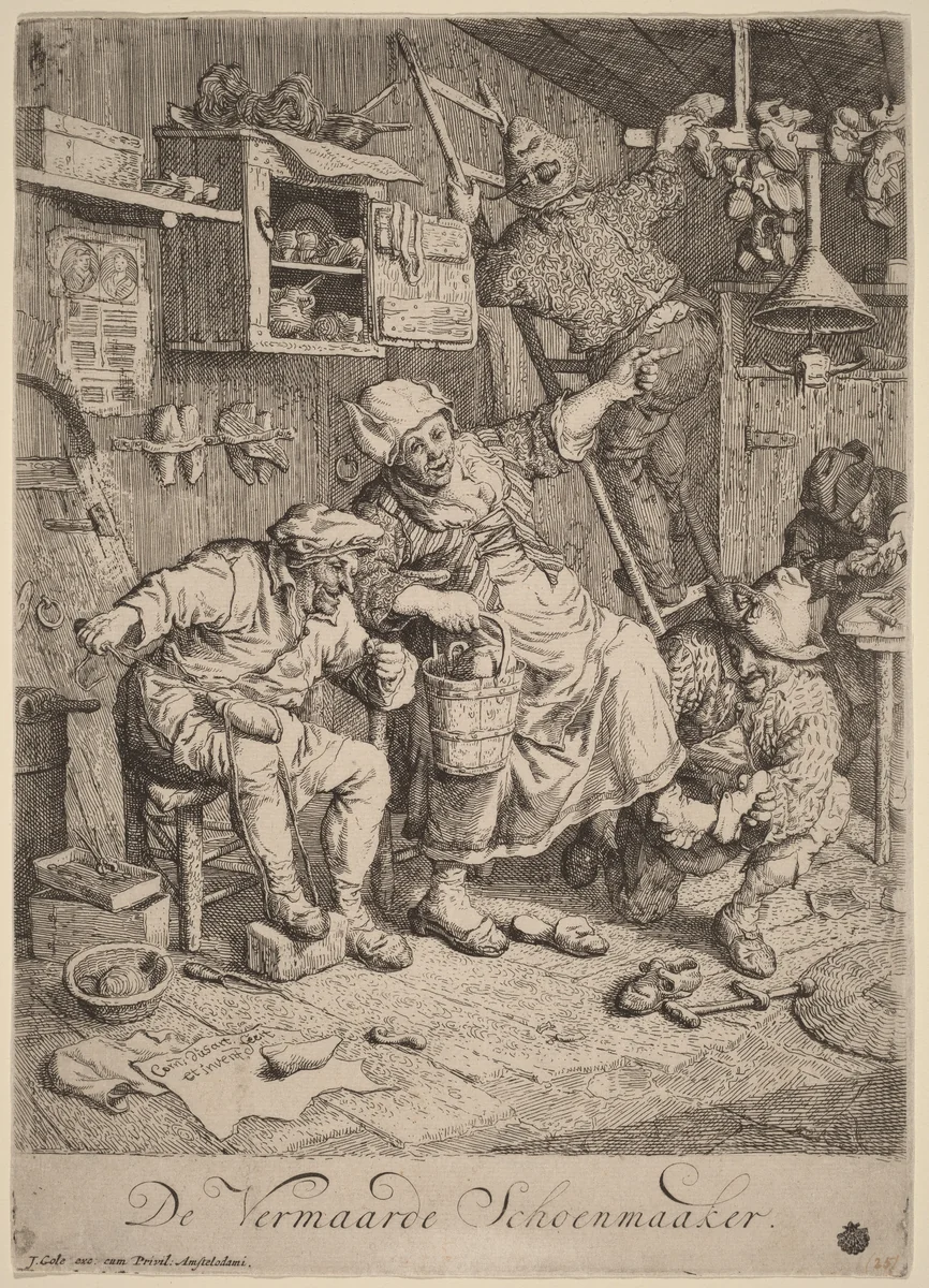 The Merry Shoemaker by Cornelis Dusart, print, 1695