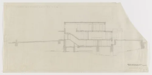 Josef Esters House, Krefeld, Germany, Section by Ludwig Mies van der Rohe, mies van der rohe archive, 1927