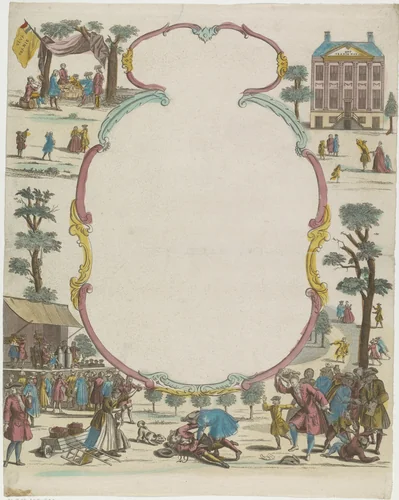 Wensbrief met decoratief kader by anonymous, print, 1700-1899