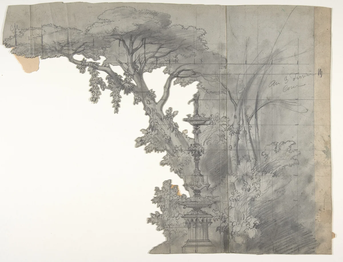Design for a Stage Set at the Opéra, Paris by Eugène Cicéri, drawing, 1830-1890