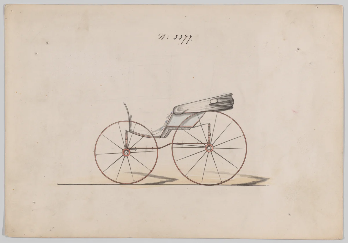 Design for Pony Phaeton, no. 3377 by Brewster & Co., drawing, 1877