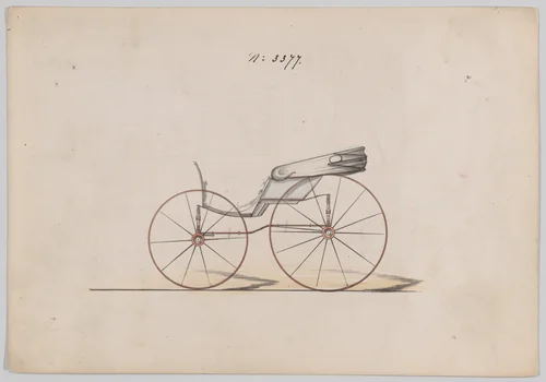 Design for Pony Phaeton, no. 3377 by Brewster & Co., drawing, 1877