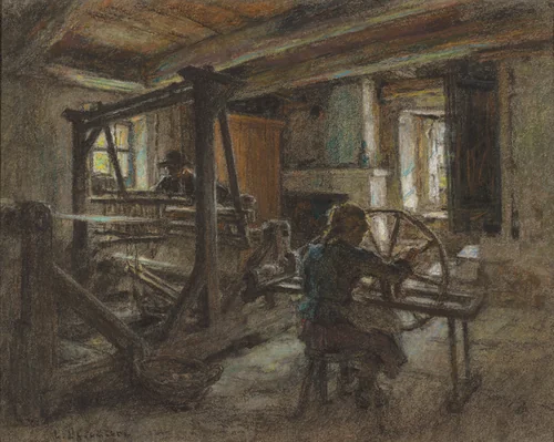 The Weaver's Cottage by Léon Augustin Lhermitte, drawing, 1898-1908