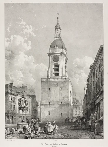 Picturesque and Romantic Travels in Old France, Picardie: The Belfry Tower of Amiens, Picardie (Voyages pittoresques et romantiques dans l'ancienne France, Picardie : La Tour du Beffroi d' Amiens, Picardie), after François Bonhommé (French, 1809-1881) by Louis Haghe, print, 1835