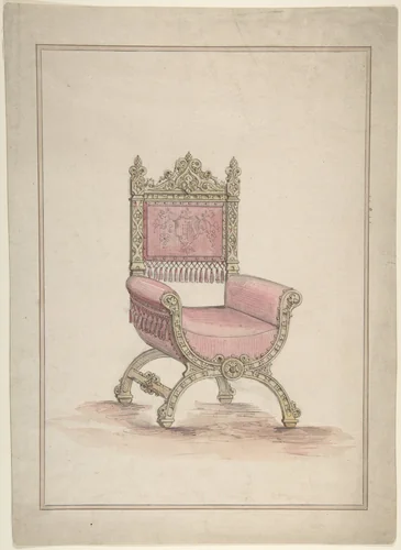 Gothic Style Chair by anonymous, drawing, 1820-1899