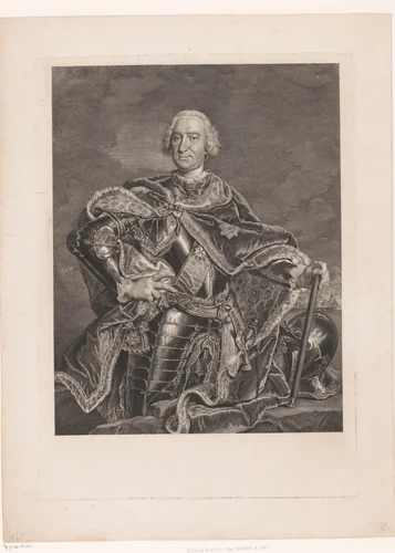 Portret van een onbekende Pruisische generaal by Georg Friedrich Schmidt, print, 1722-1775