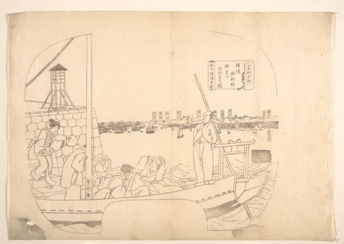 Proof Line-Block Print for Fan by Utagawa Sadahide, print, 1807-1879