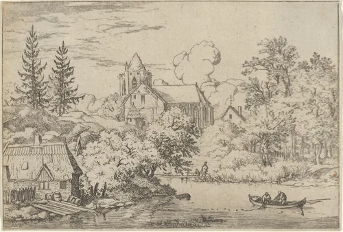 The Casks and Planks at the Back of the River by Allart van Everdingen, print, 1621-1675