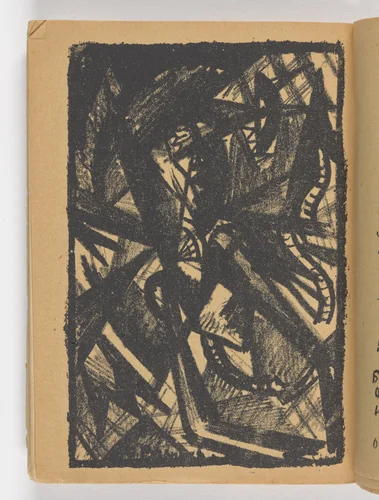 Plate (folio 28 verso) from Igra v adu (A Game in Hell) by Olga Rozanova, illustrated book, 1913