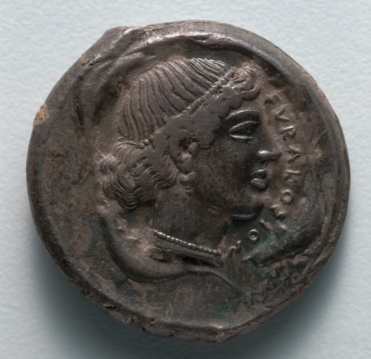 Tetradrachm: Head of Arethousa (reverse) by Unknown, metalwork, -472--435