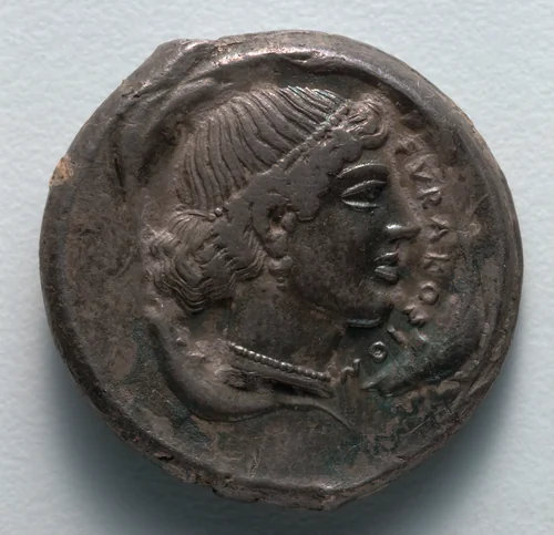 Tetradrachm: Head of Arethousa (reverse) by Unknown, metalwork, -472--435