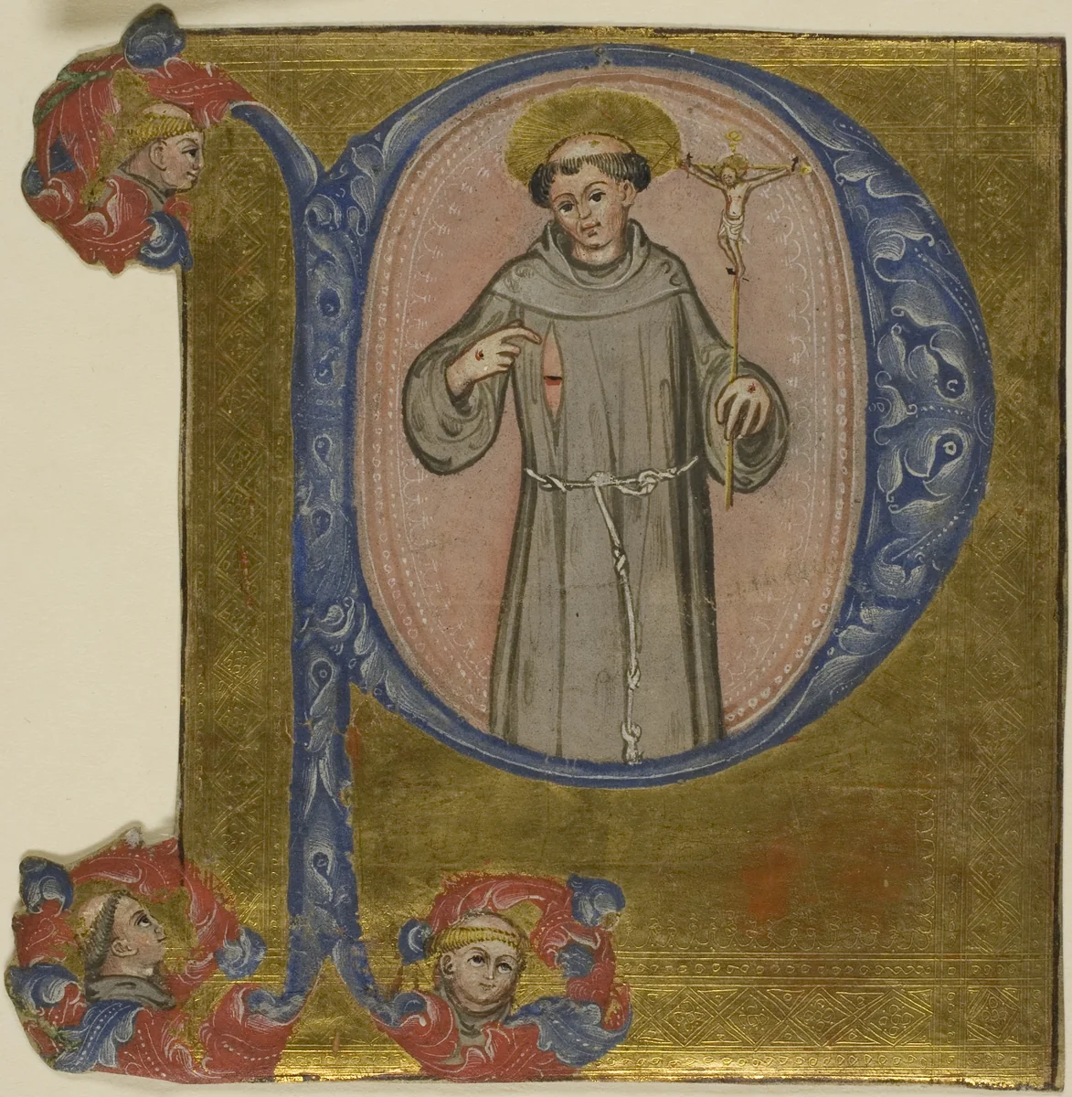 Saint Francis in a Historiated Initial "P" by Italian, painting, 1375-1399