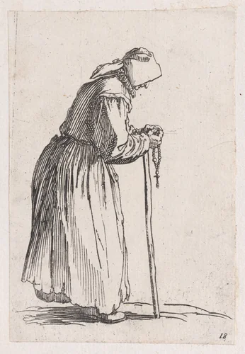 Reverse Copy of La Mendainte au Rosaire (The Female Beggar with a Rosary), from Les Gueux suite appelée aussi Les Mendiants, Les Baroni, ou Les Barons (The Beggars, also called the Barons) by anonymous, print, 1625-1700