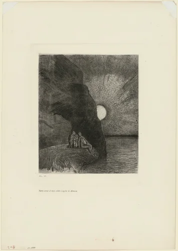 Ceaselessly by my side the demon stirs, plate 7 from Charles Baudelaire's Flowers of Evil by Odilon Redon, print, 1890