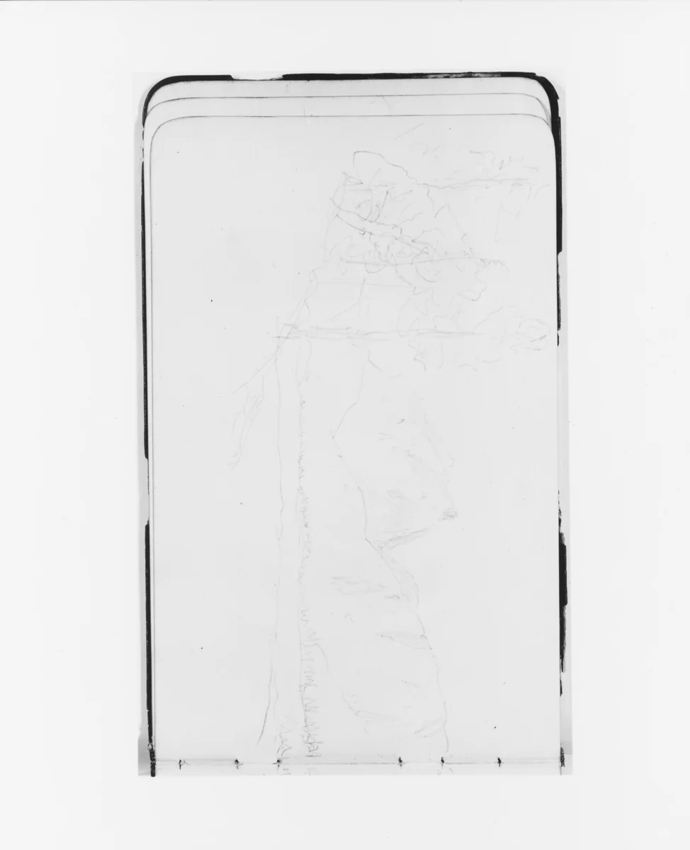 Landscape with Mountains and Hills (from Sketchbook) by Albert Bierstadt, artwork, 1890