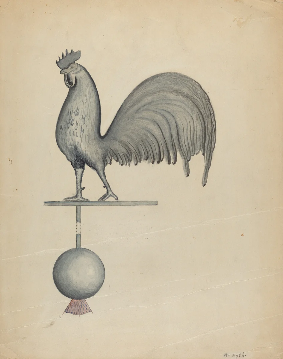 Weather Vane - Iron Rooster by Albert Eyth, index of american design, 1937
