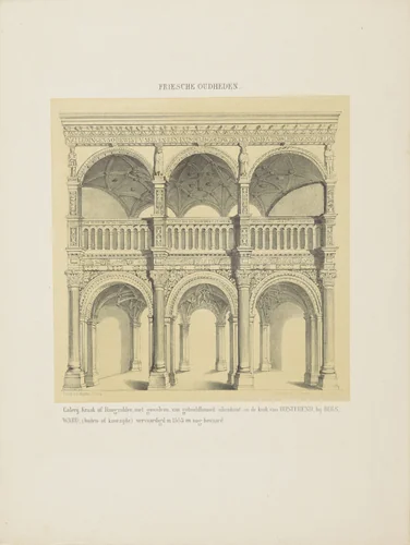 Galerij met gewelven in de kerk van Oosterend by anonymous, print, 1864