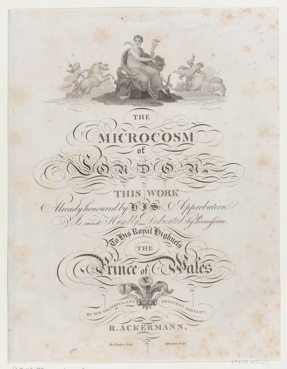 Title Page, The Microcosm of London by Thomas Tomkins, print, 1808