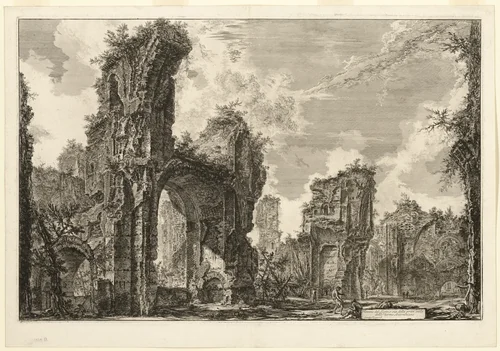 Ruins of the Xystus [a long open portico used for athletic exercises], the central hall of the Antonine Baths [The Baths of Caracalla], from Views of Rome by Giovanni Battista Piranesi, print, 1765