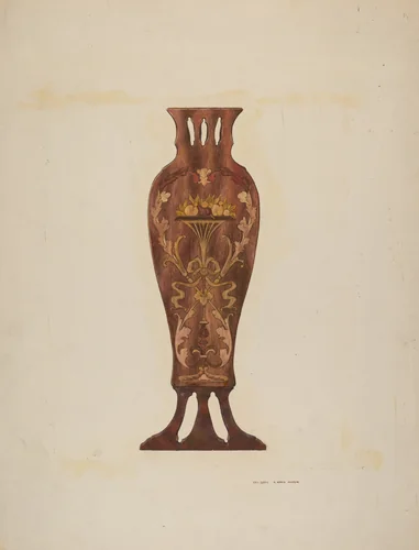 Inlaid Chippendale Chair Panel by Ralph Morton, index of american design, 1939