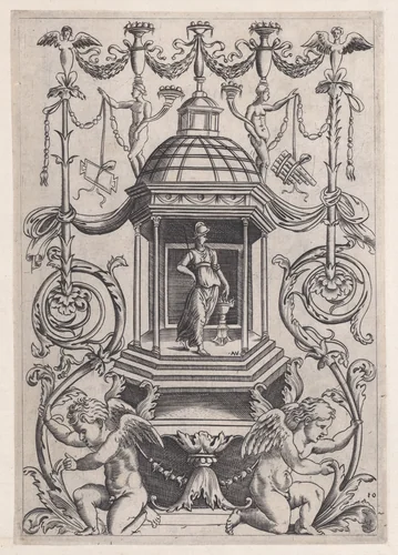 Ornamental Panel by Agostino Veneziano, print, 1514-1536