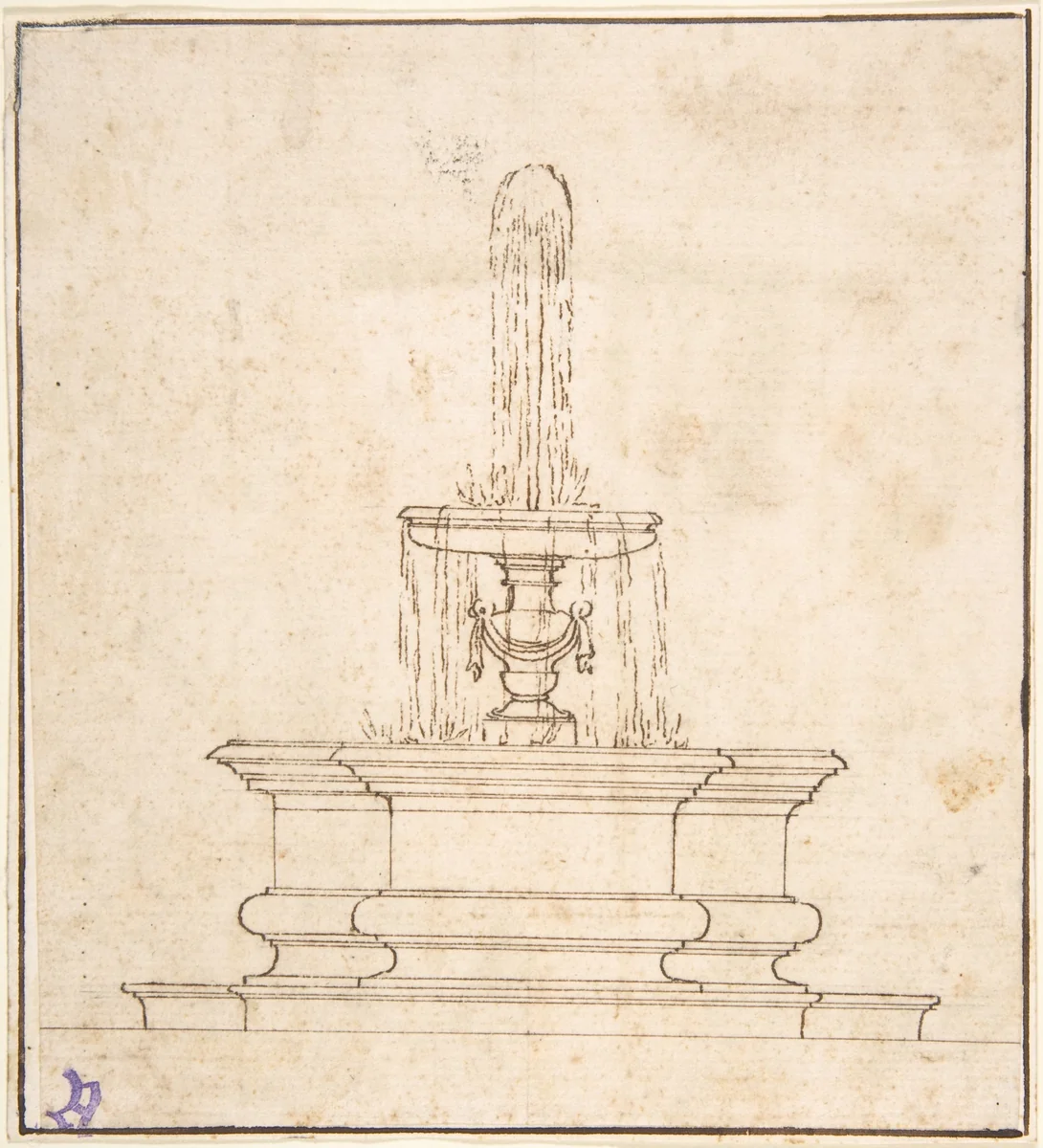 Project for a Fountain by anonymous, drawing, 1500-1699