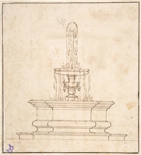 Project for a Fountain by anonymous, drawing, 1500-1699