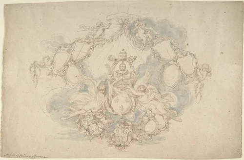 Design of the Arms of the Princes of Europe by Edward Francis Burney, drawing, 1780-1848