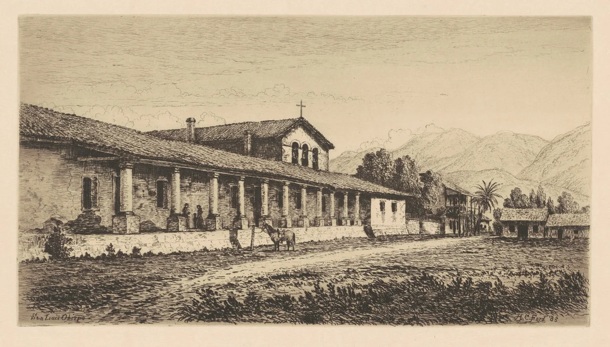 Mission San Luis Obispo by Henry Chapman Ford, print, 1883