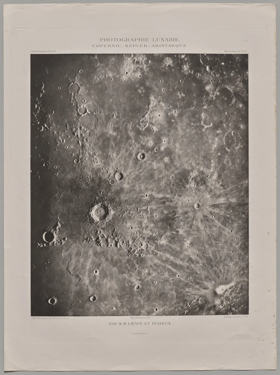 Photographie Lunaire: Copernic-Képler-Aristarique by Maurice Loewy, photograph, 1896