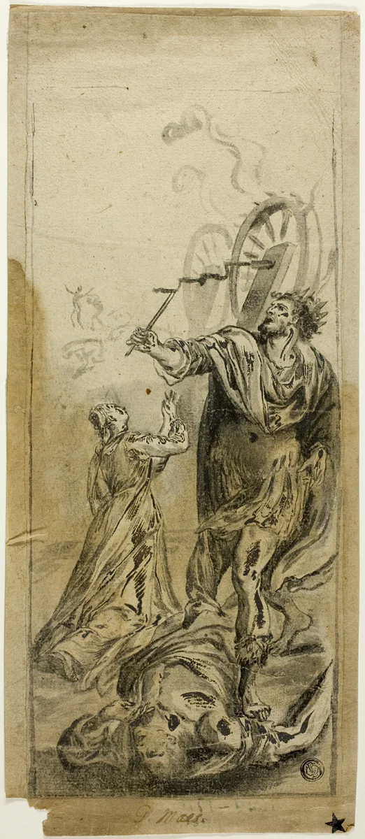Martyrdom of Saint Catherine by Godfried Maes, drawing, 1669-1700