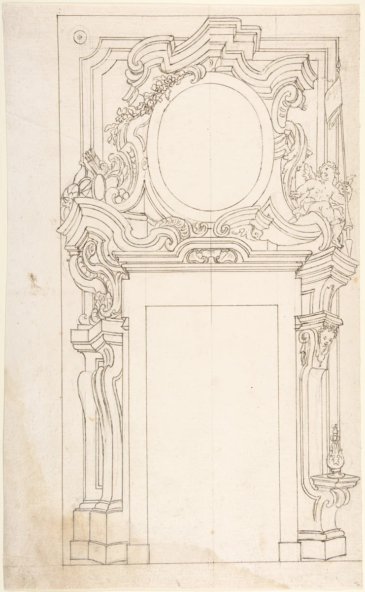 Architectural project for door by anonymous, drawing, 1700-1780