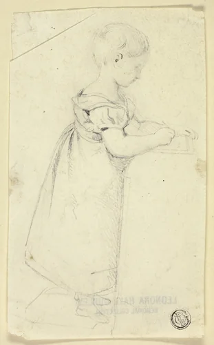 Little Girl Standing at Desk and Writing by Edmund Thomas Parris, drawing, 1817-1832