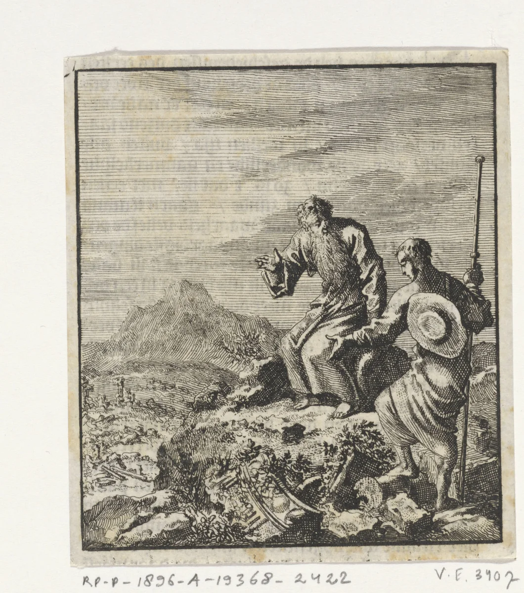 Wandelende ziel vindt Simon Cleophas by Jan Luyken, print, 1706