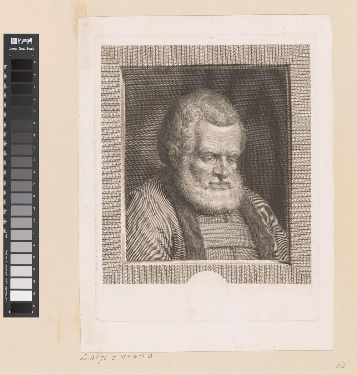 Peinzende oude man by Johann Georg Wille, print, 1782