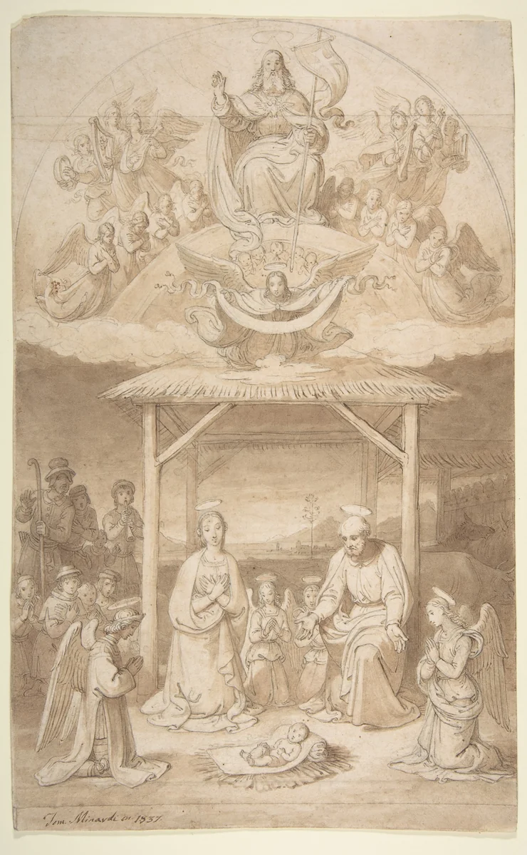 The Adoration of the Shepherds by Tommaso Minardi, drawing, 1837